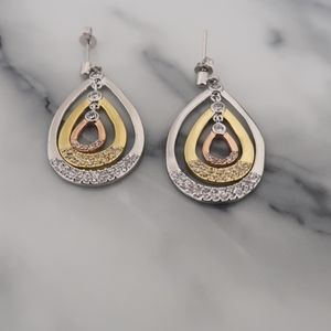 Sterling silver cubic zirconia drop earrings